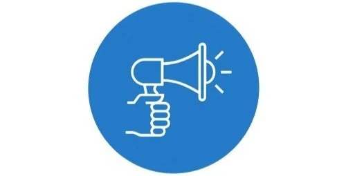 Icon of a hand holding a flashlight shining light.