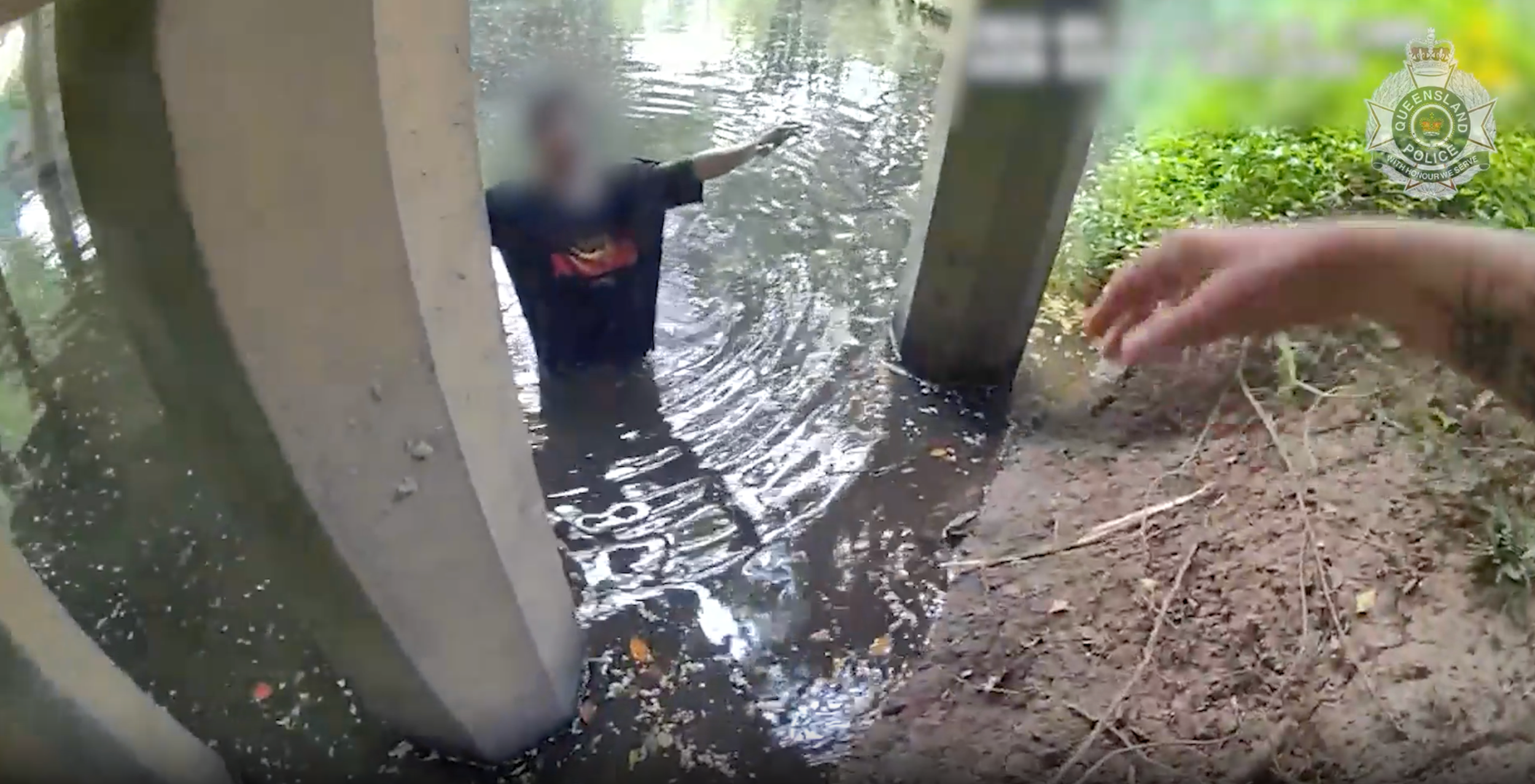 Watch: Teen arrested after alleged supermarket robbery sparks creek chase