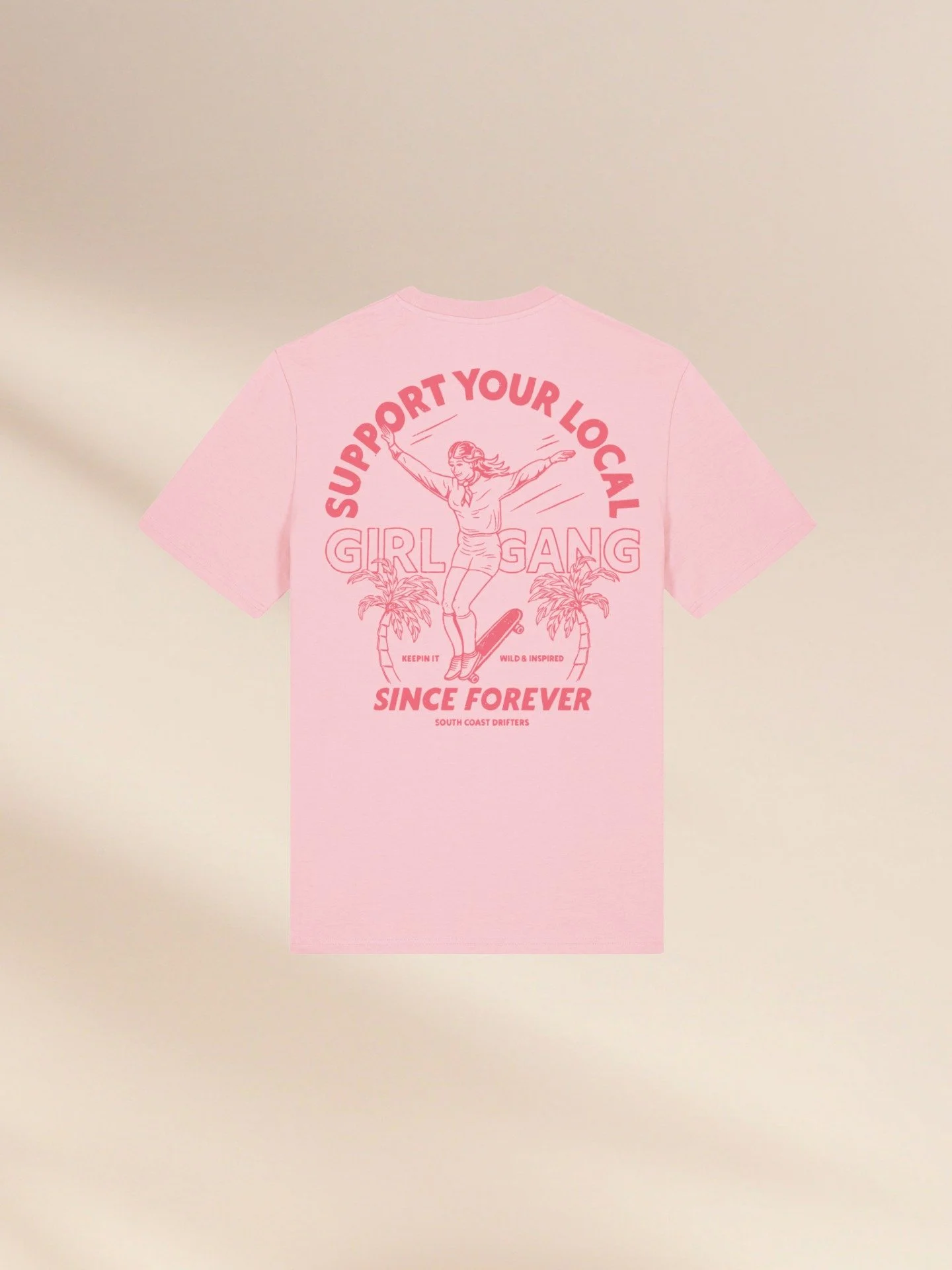 Pink done right.
Smooth fit.
Standout graphic.

Support Your Local Girl Gang Tee.