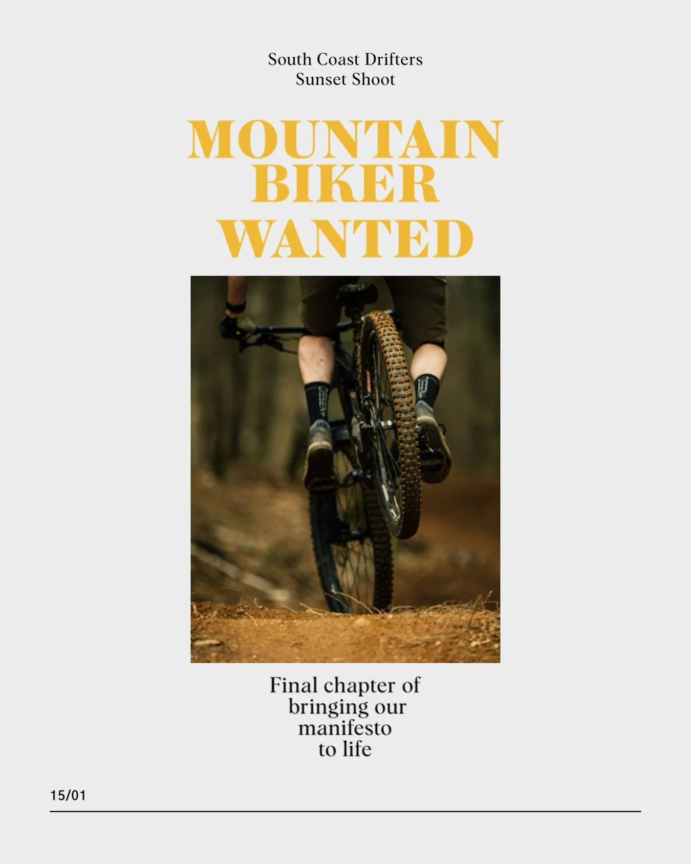 MOUNTAIN BIKER CALL 🏴&zwj;☠️ VIDEO SHOOT 🌄🚵&zwj;♂️

We&rsquo;re filming the final chapter of our manifesto
and we&rsquo;re looking for a mountain biker to help bring it to life.

Someone confident on the bike
comfortable on real trails
and aligned
