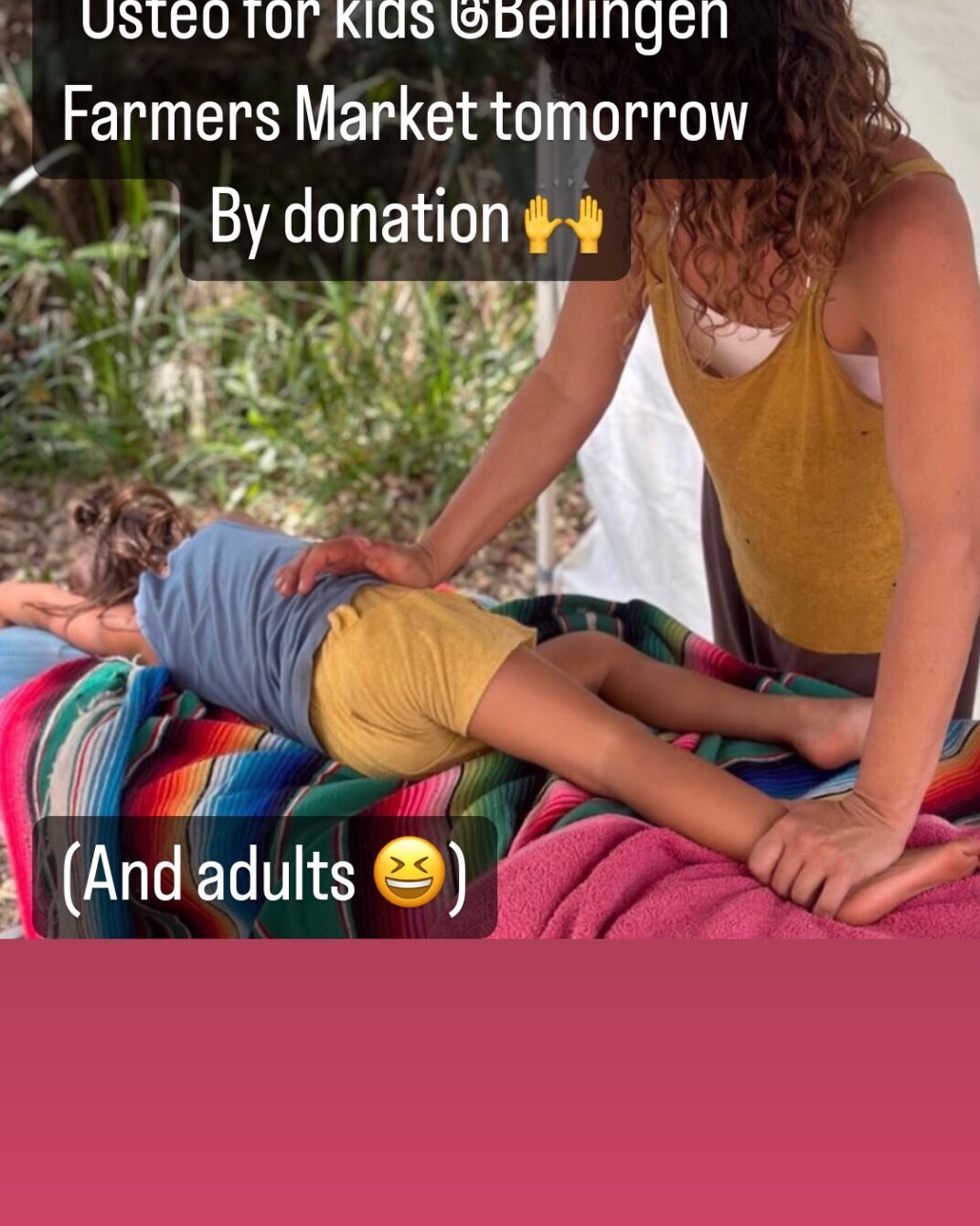 I&rsquo;ll be offering Osteo for kids again at Bellingen Farmers Market tomorrow. Come on down and I&rsquo;ll tell you what  osteopathy can do for you children