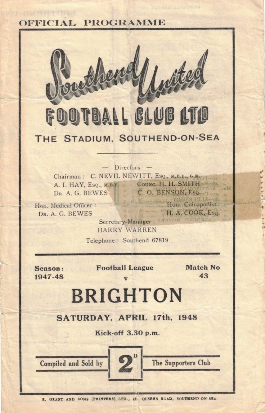 17 Apr 48 v Southend United D 2-2