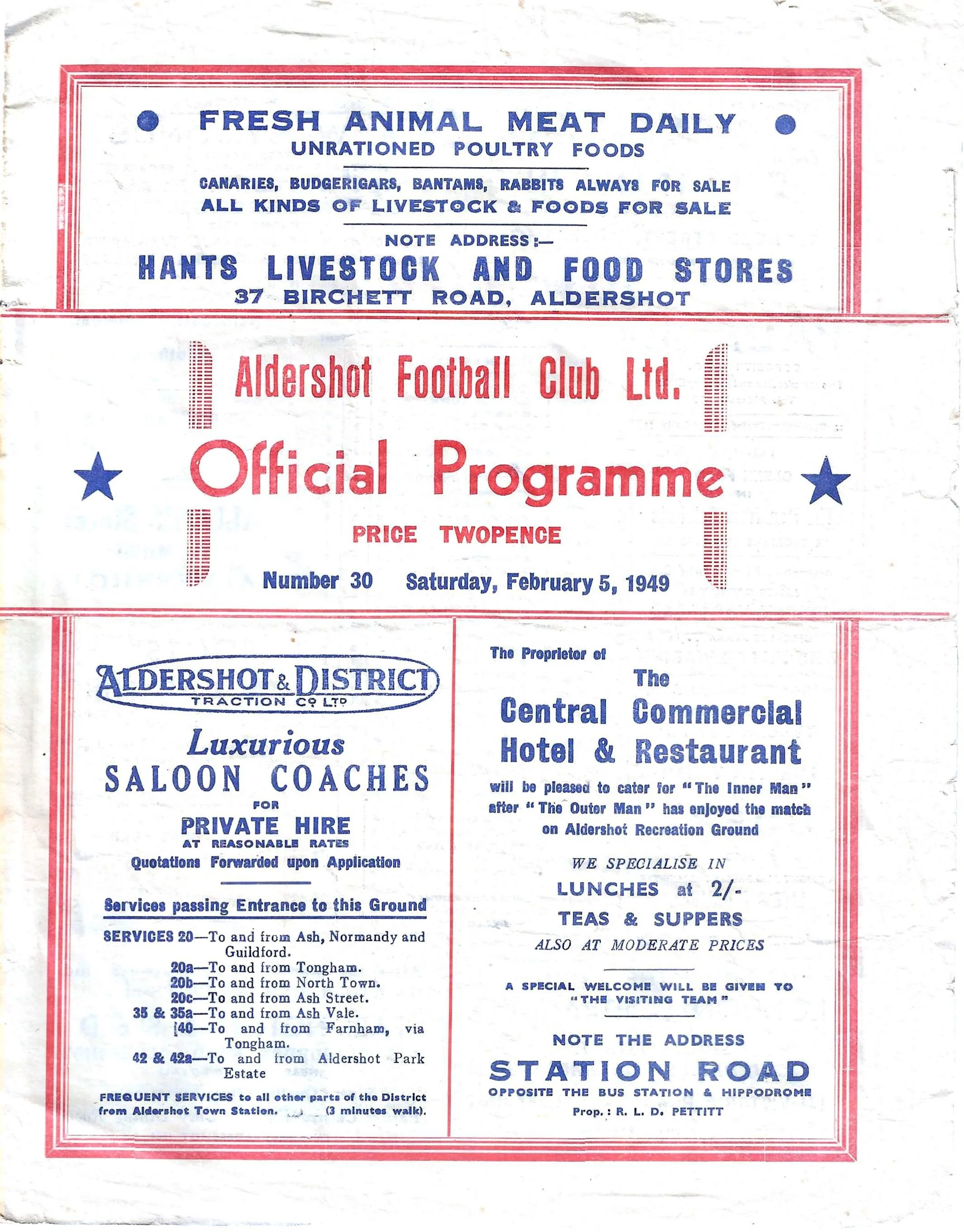 5 Feb 49 v Aldershot D 1-1
