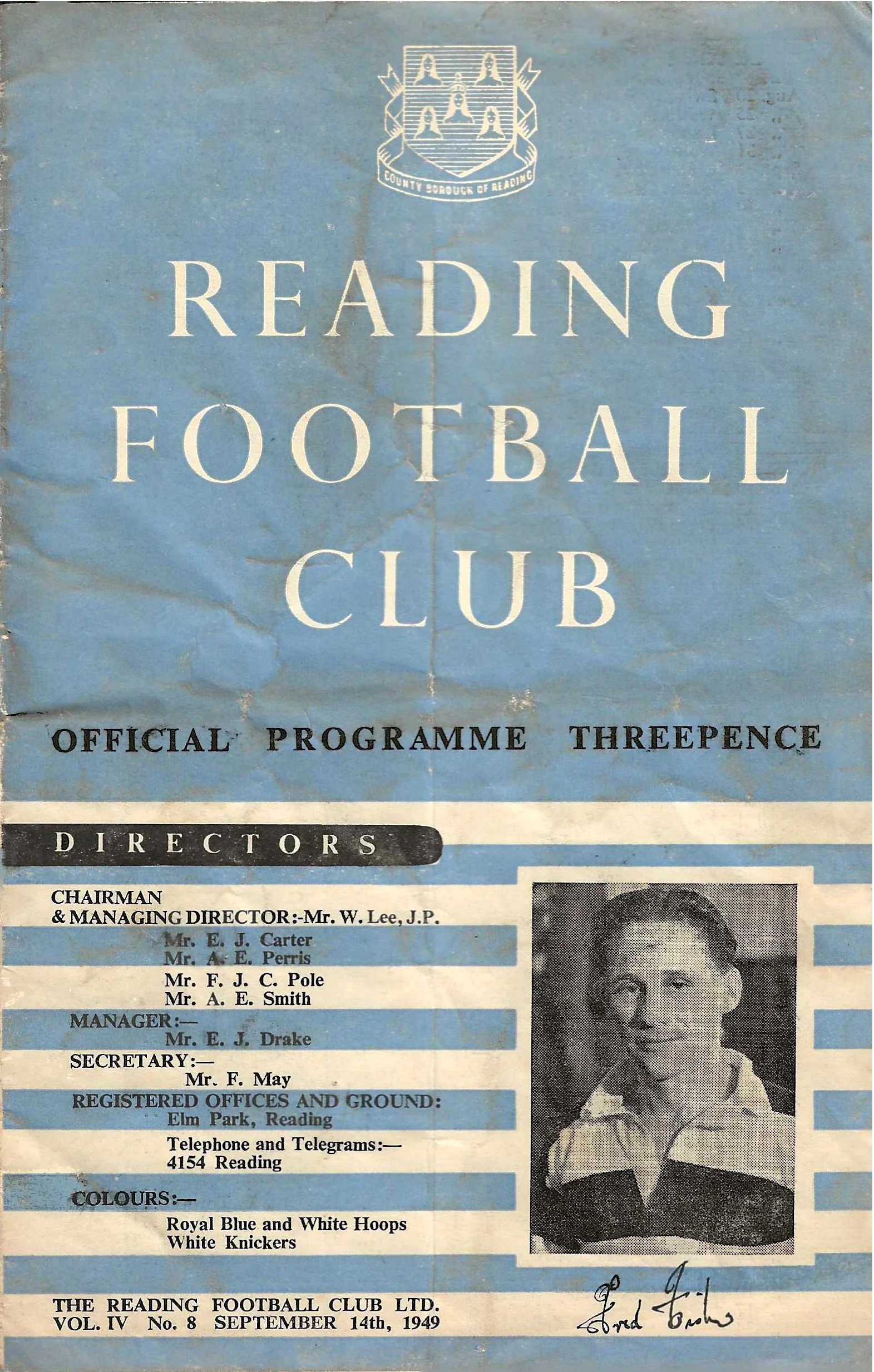 14 Sep 49 v Reading L 0-3