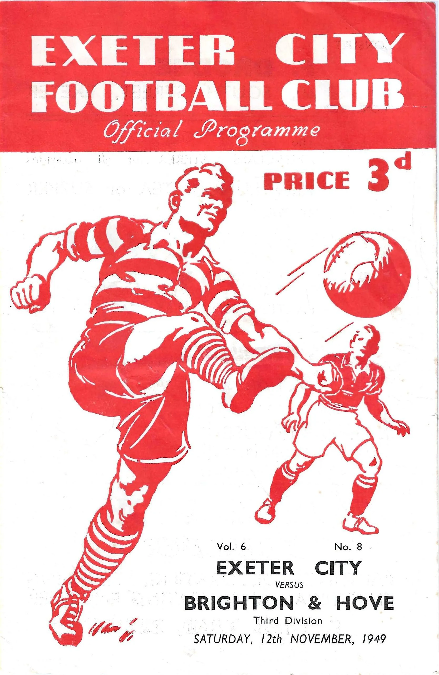 12 Nov 49 v Exeter City W 3-2
