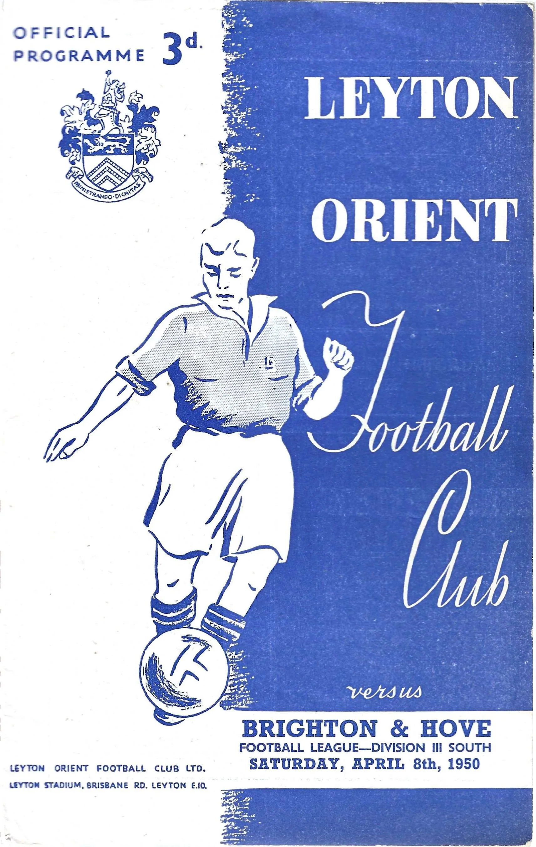 8 Apr 50 v Leyton Orient W 1-0