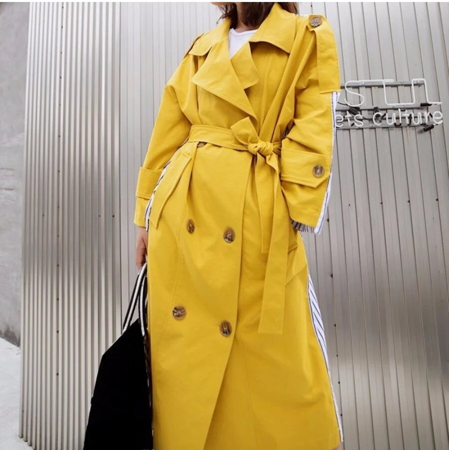 image of yellow trench coat dress