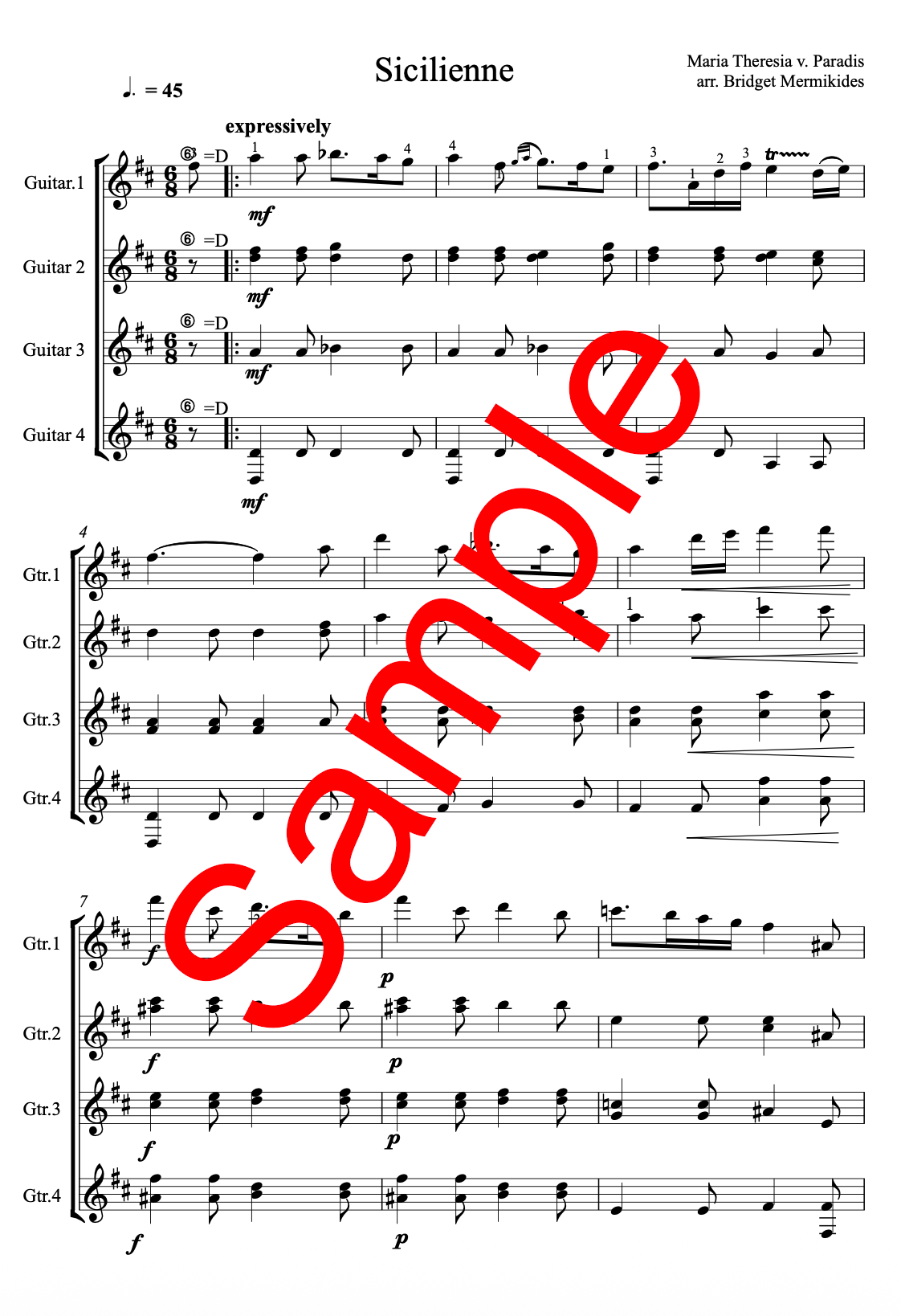 Sicilienne – Guitar Quartet Sample.png