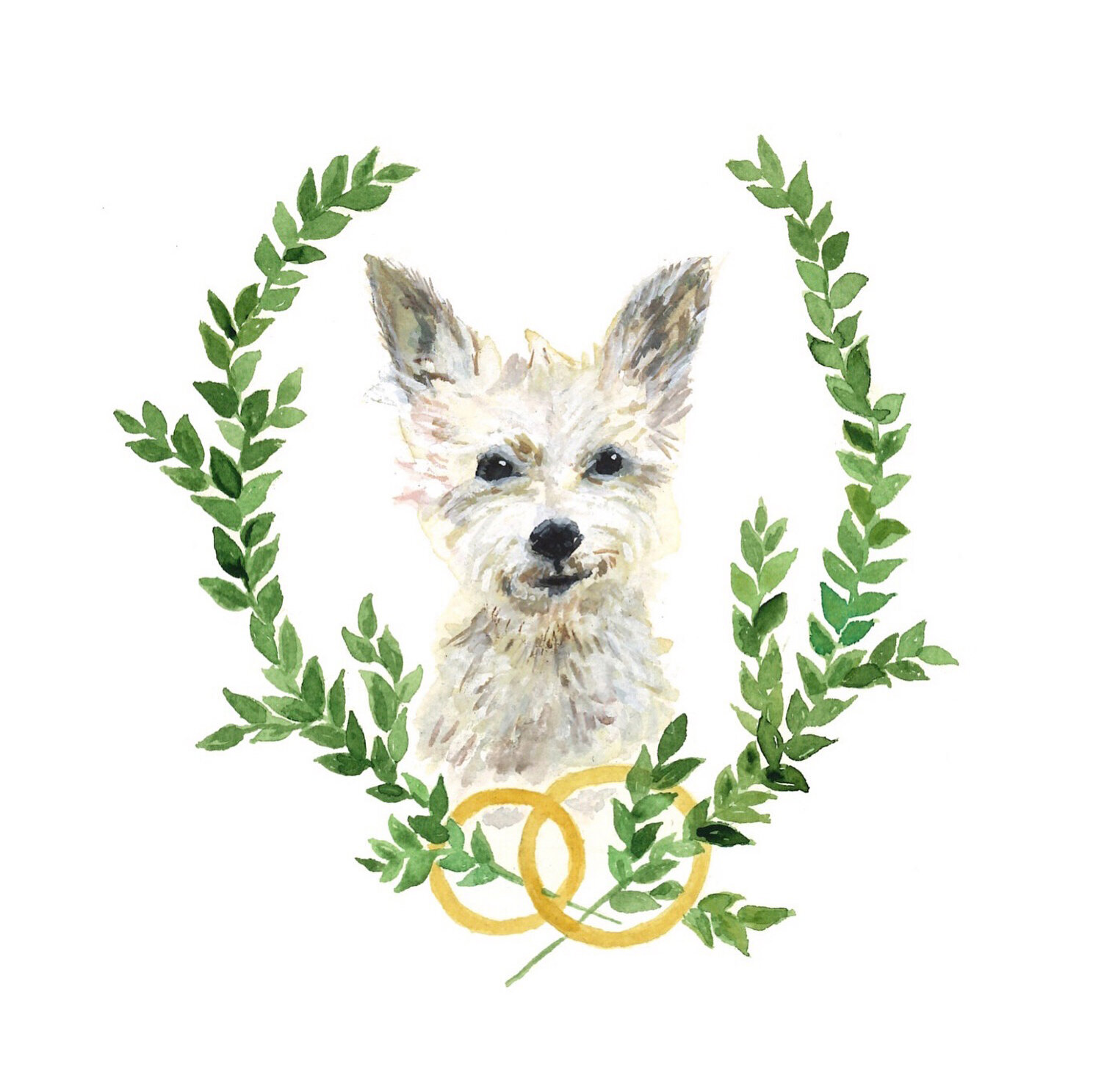 Illustrated watercolor wedding emblem