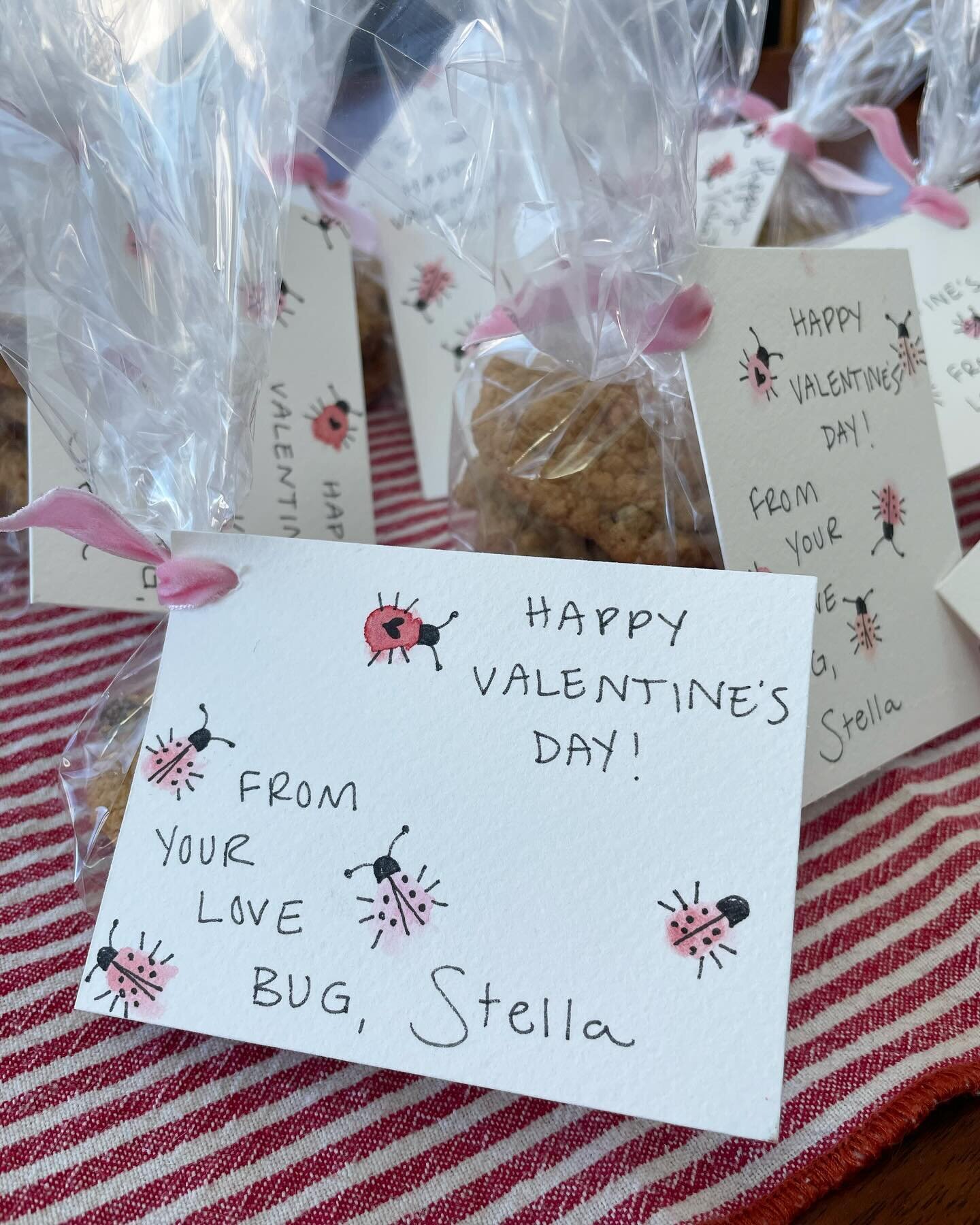 Stella&rsquo;s watercolor valentines ~ this years &amp; lasts 🐞💌👣 #happyvalentinesday #valentines #lovebug #watercolorart #watercolorillustration #thelandofla