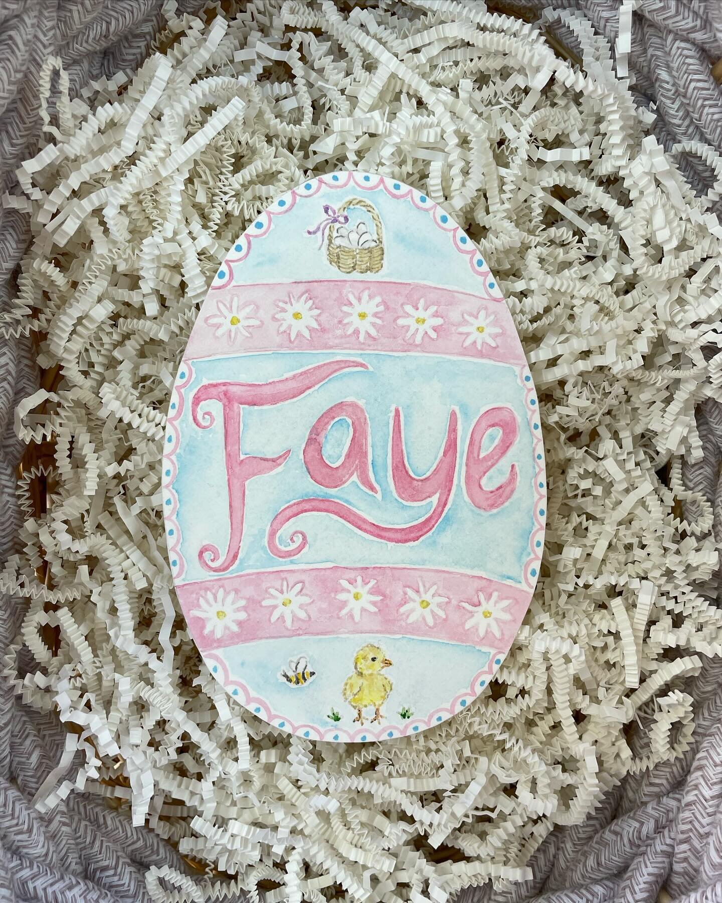 Name Eggs ~ thank you to those who voted &amp; inquired about one, they are en route! DM me if you&rsquo;d still like one for your little&rsquo;s easter basket 🐇🧺 #eastereggs #easterbasket #easterdecor #watercolorillustration #customillustration #t