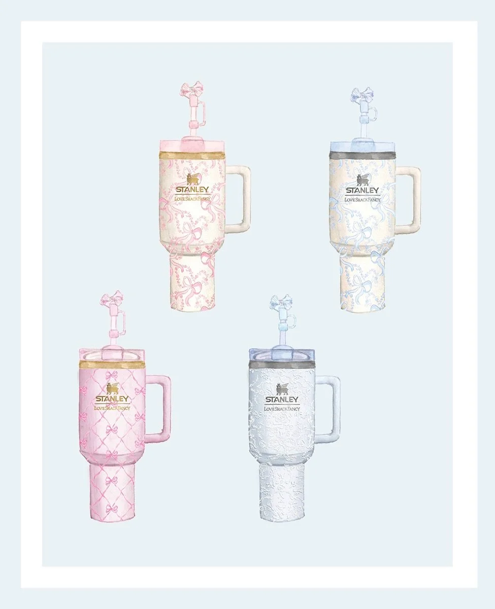 A winter wonderland ~ from tumblers to twinkling trees and snowy details, illustrations for the festive @loveshackfancy x @stanley_brand holiday pop-up ❄️🎀🎄🧊⛸️

#watercolorillustration #brandillustration #loveshackfancy #stanley #winterwonderland 