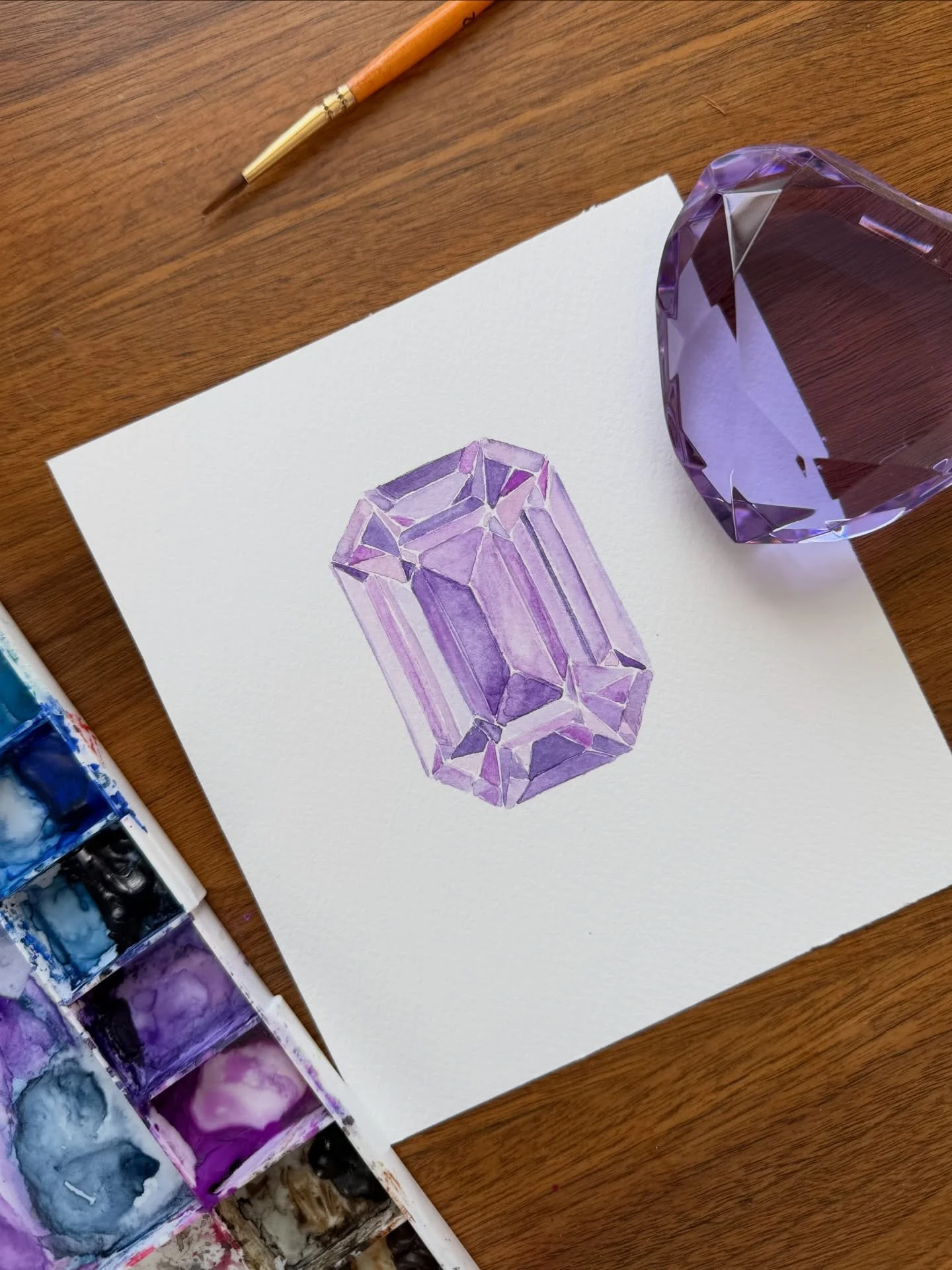 Hello amethyst ~ February&rsquo;s birthstone 💜💎 Part of a sweet Valentine project coming soon&hellip;

#watercolorartist #birthstoneart #februarybirthstone #handpainted #thelandofla
