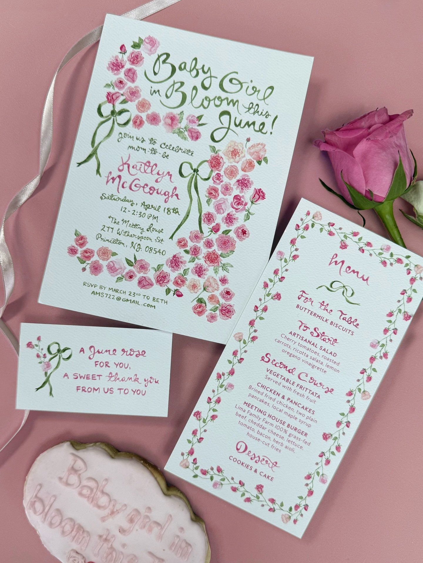 Baby girl in bloom ~ bunches of roses for June&rsquo;s birth flower, and a nod to mama&rsquo;s middle name 🌸

#babyshower #babyshowerinvitation #watercolorillustration #custominvitations #thelandofla​​​​​​​​​​​​​​​​