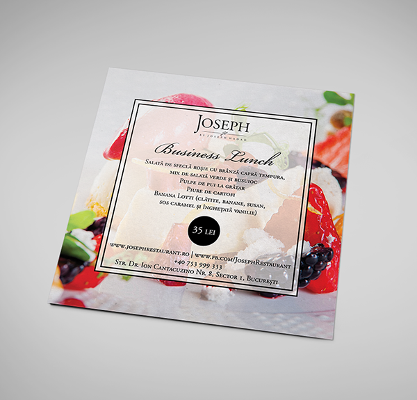 Restaurant lunch menu with desserts and strawberries