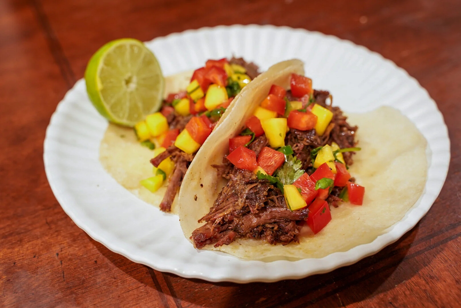 The Best Barbacoa Tacos with Killer Mango Salsa you'll ever have!