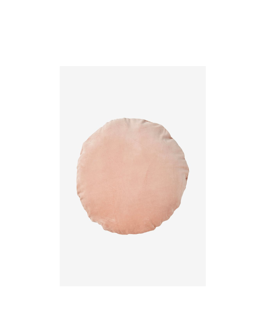 Det blødeste pudebetræk i støvet rosa velour af økologisk bomuld. Diameter: 50 cm. Fås også i andre farver