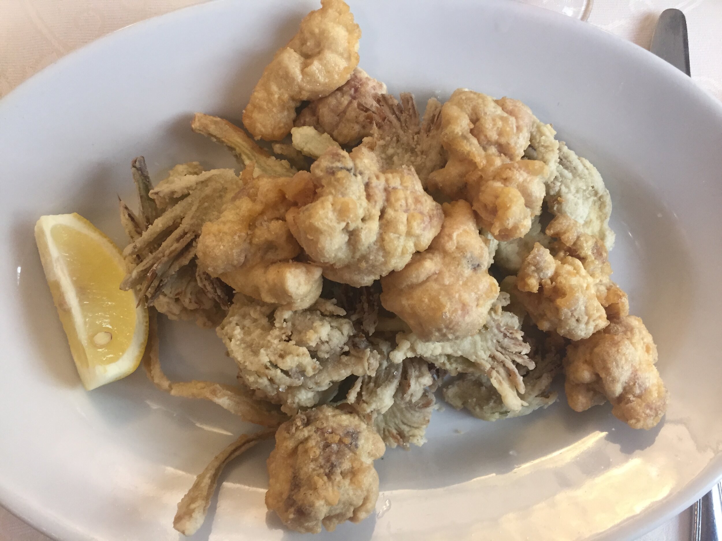 Fried brains and artichokes in Rome