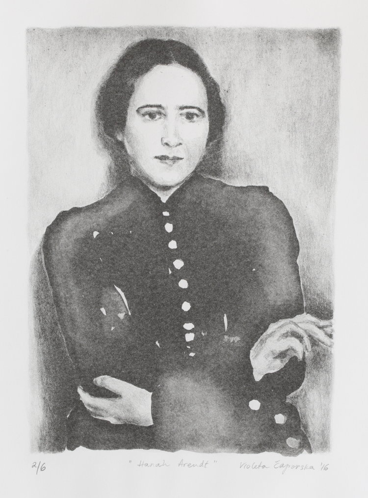 Violeta Čapovska, Hannah Arendt,&nbsp;2016,&nbsp;Lithograph on BFK Rives paper, Edition of 6, size: 27.5 x 19.5 cm.