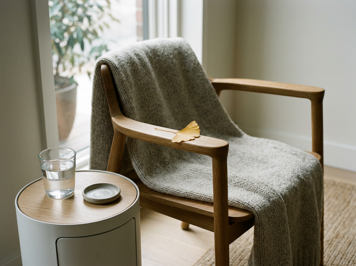 Welcoming therapy room details with ginkgo leaf at Resilient Light Counseling in Utah and Idaho