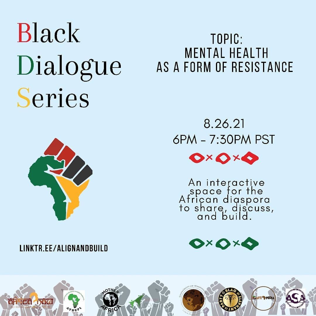Black Dialogue Series: Mental Health As A Form of Resistence! 

Its been a minute but this Thursday we're hosting a special Black Dialogue series focusing on Mental Health. We would love to have you join this thought provoking conversation regarding 