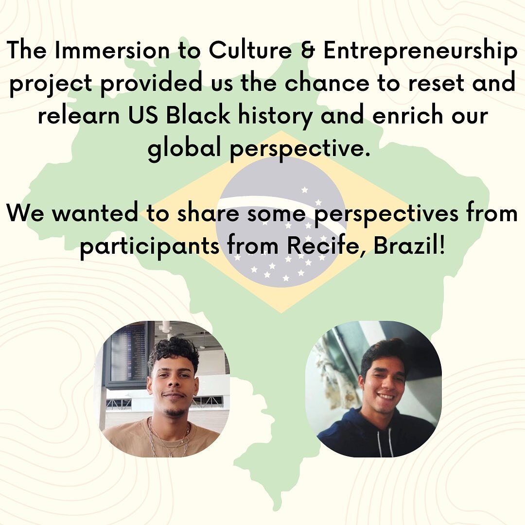 Meet two of the translators that participated in the Immersion to Culture and Entrepreneurship Project. A big thank you to Cleriston &amp; Raphael for sharing their experiences through participating in this impactful partnership. 

Swipe Left to Hear
