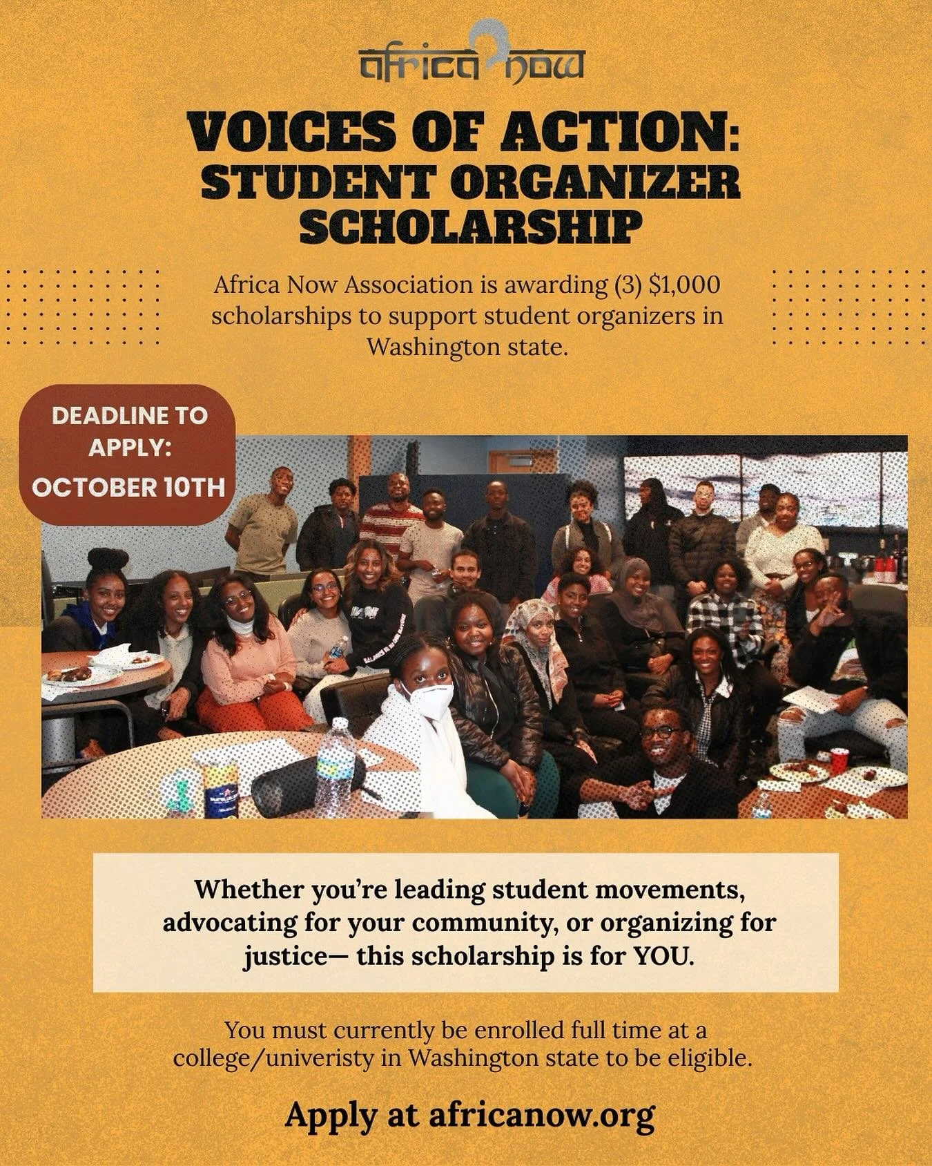🗣️CALLING ALL STUDENT ORGANIZERS🗣️

For 9 years Africa Now has been organizing our local and global communities for Pan-African development. As college students starting this organization, we know first hand about the struggle to balance academics,