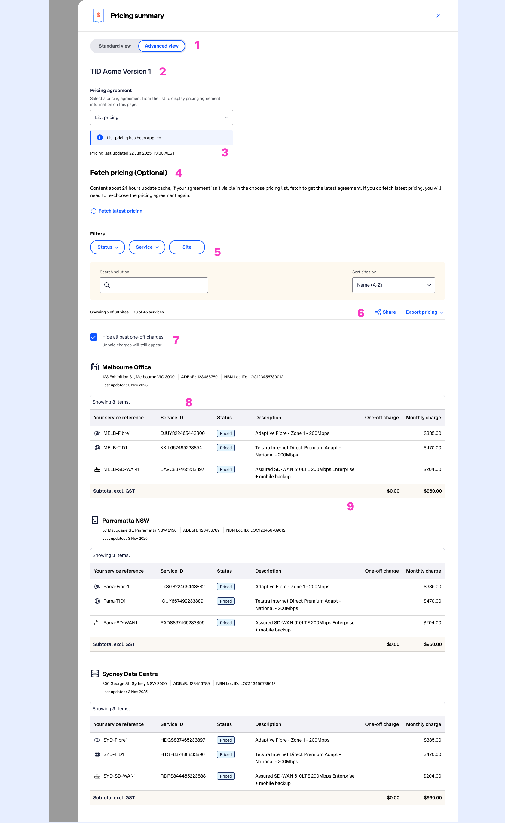 An image showing the newly uplifted Pricing Summary page.