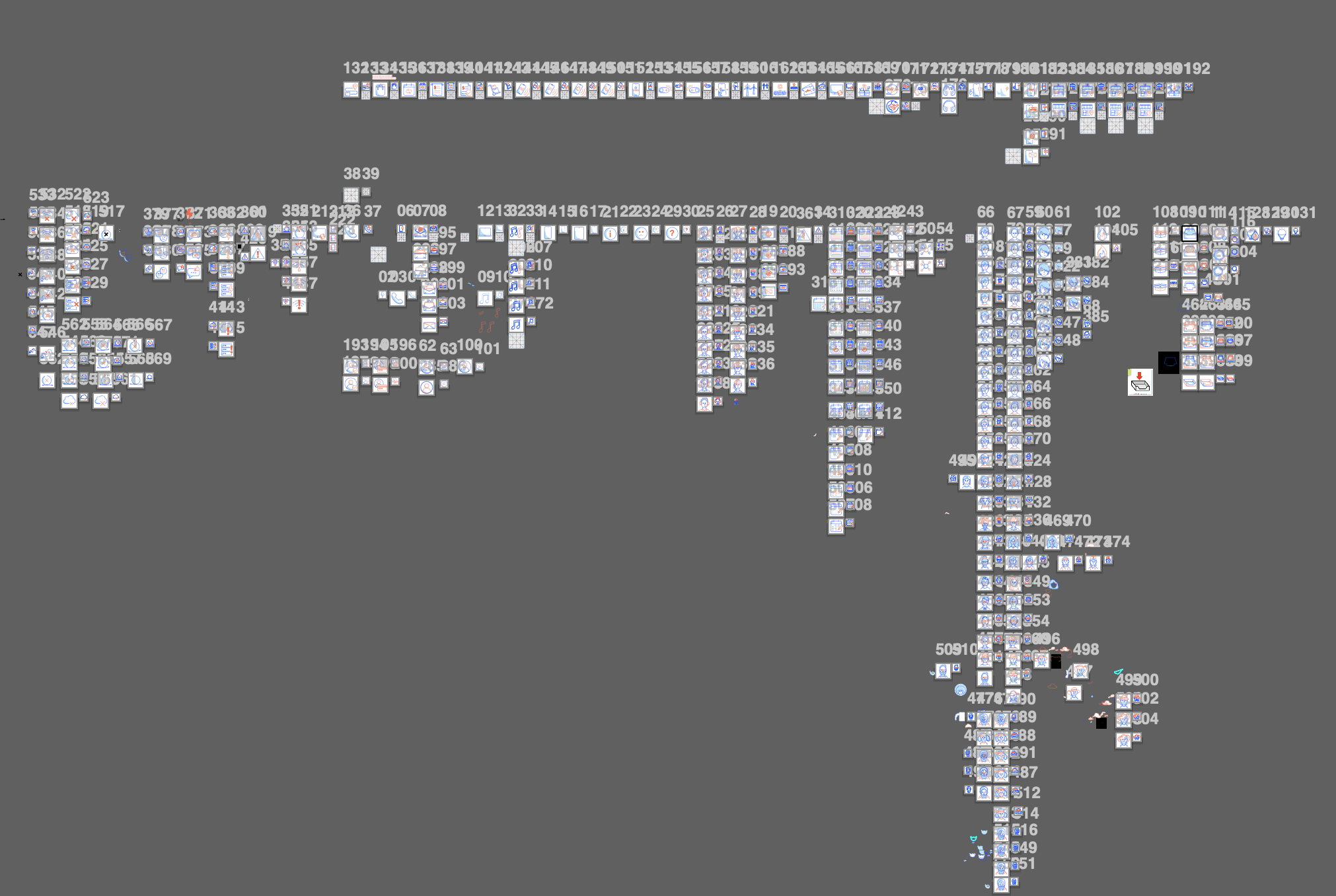A screenshot from an illustrator file showing a lot of artboards with picto exploration to show that lots of work went into the uplift project.