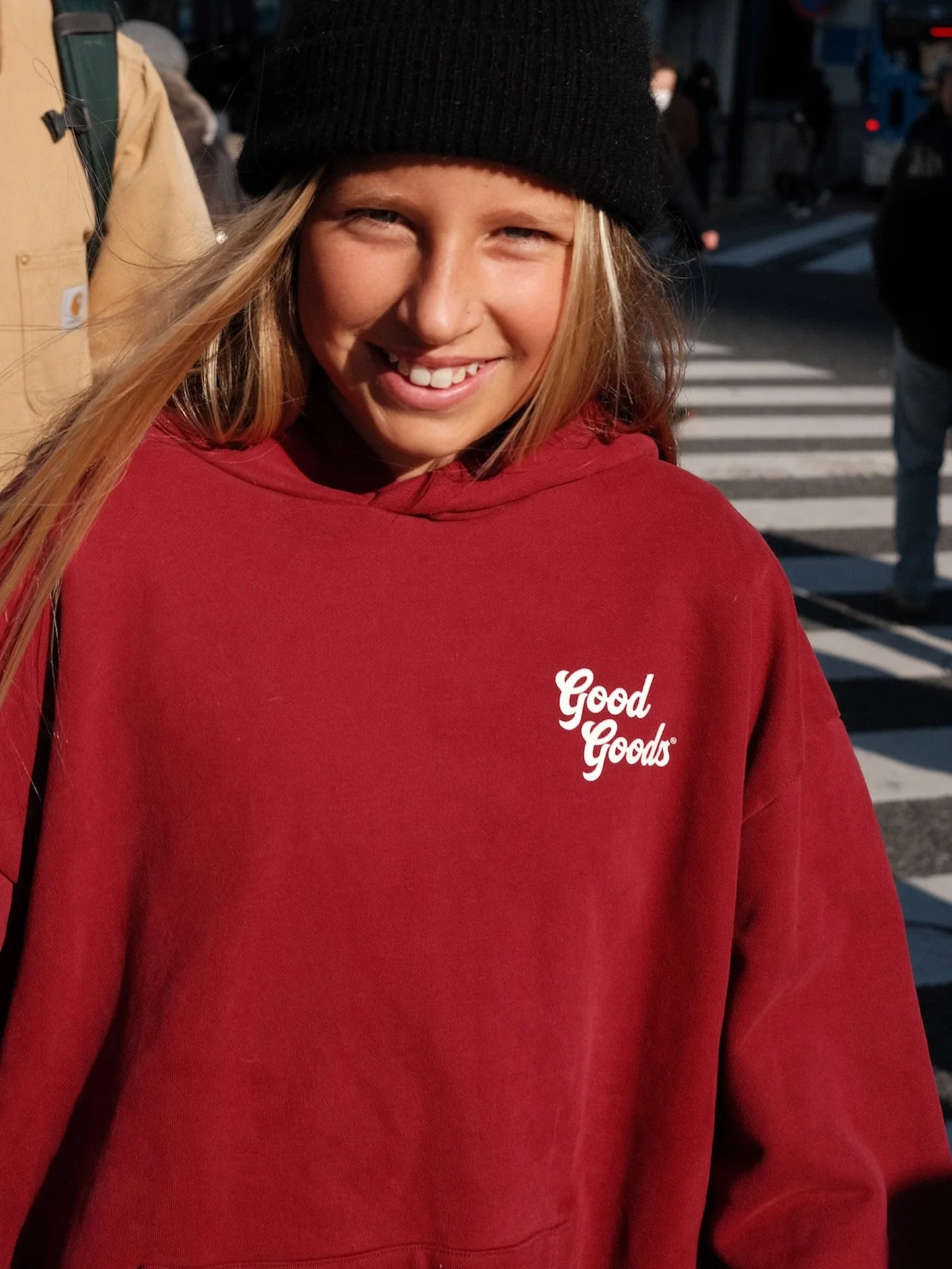 Lovely Mia in Japan! Wearing the Dillon hood which was the perfect thick, warm and soft hood for exploring the city.