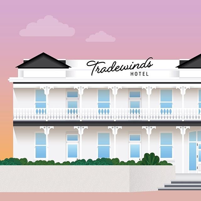 I can remember going to the @tradewinds_hotel with my mum when I was 5, for a lemon squash and a packet of Smiths chips. I&rsquo;m very fond of this building, and was excited to be able to draw it, as part of a bigger project that I&rsquo;m currently