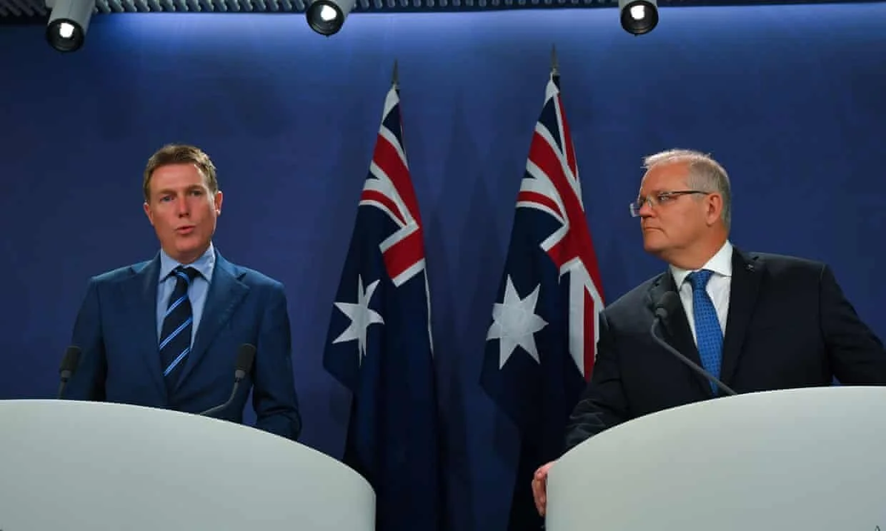 The prime minister, Scott Morrison, and the attorney general, Christian Porter, released the second draft religious discrimination bill. Photograph: Paul Braven/AAP