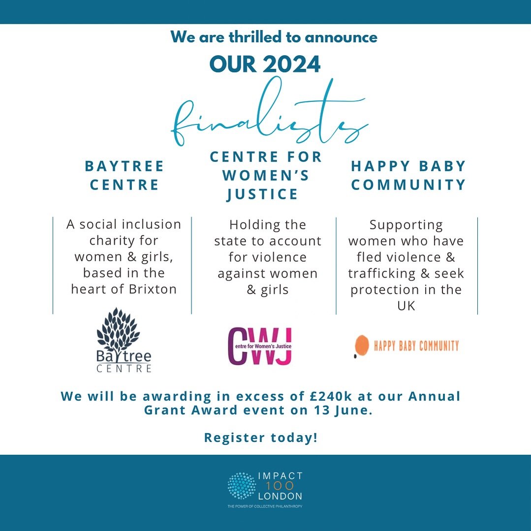 We are thrilled to announce our 2024 finalists:

- @baytreecentre 
- ⁠@centrewj
- @happybabycommunity 

Congratulations to our finalists!

We will be awarding at least &pound;240k at our Annual Grant Award event on 13 June. 

Register using the link 
