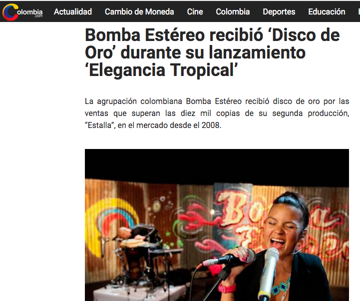 Bomba Estéreo recibió ‘Disco de Oro’ durante su lanzamiento ‘Elegancia Tropical’