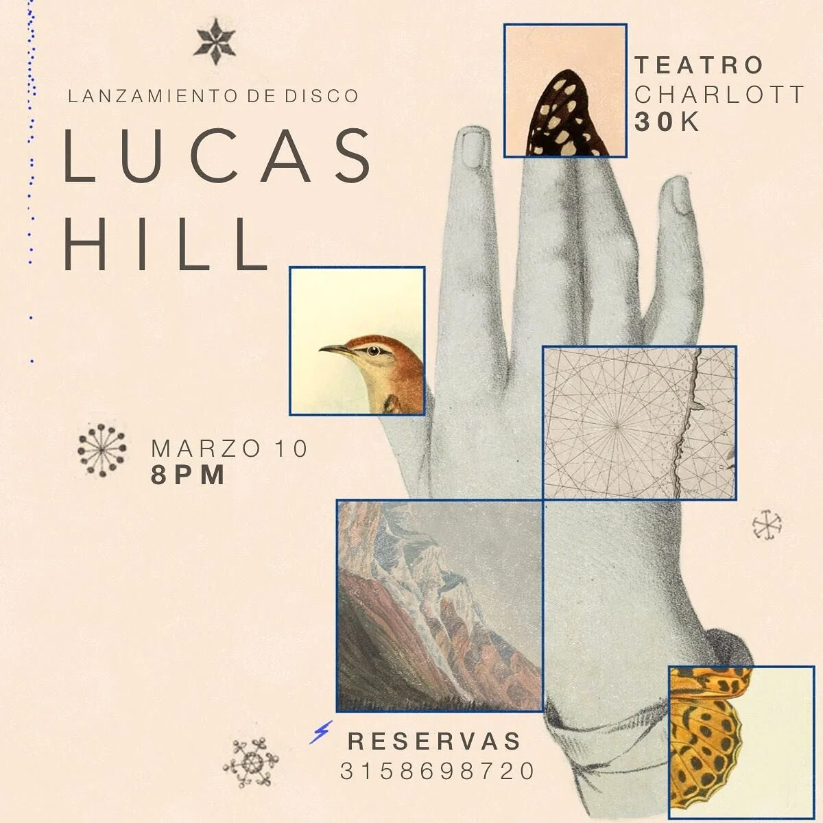Ma&ntilde;ana concierto de lanzamiento del nuevo &aacute;lbum de @lucas_hillmusic_ &ldquo;Renacido&rdquo; en @charloteatro . Aun pueden hacer sus reservas al numero de la imagen. &iexcl;All&aacute; nos vemos! Gracias a @vichesur por el apoyo.