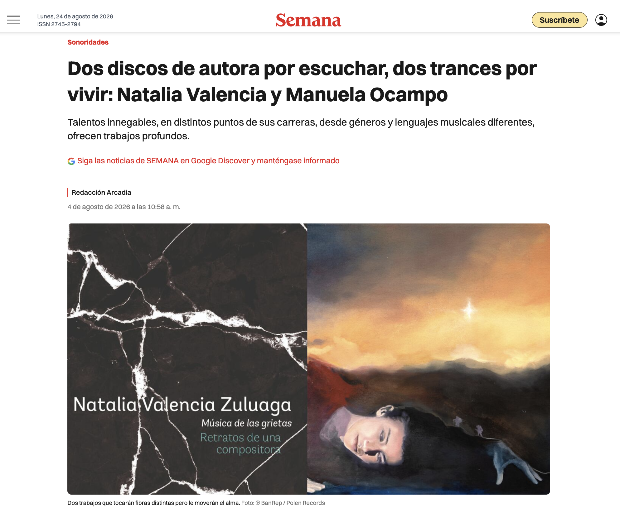 Dos discos de autora por escuchar, dos trances por vivir: Natalia Valencia y Manuela Ocampo