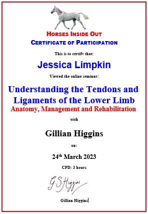 jessica_limpkin_equine_massage_therapy_horses_inside_out_gillian_higgins_seth_o_niell_tendons_ligaments_equine_lower_limb_cpd_certificate.JPG