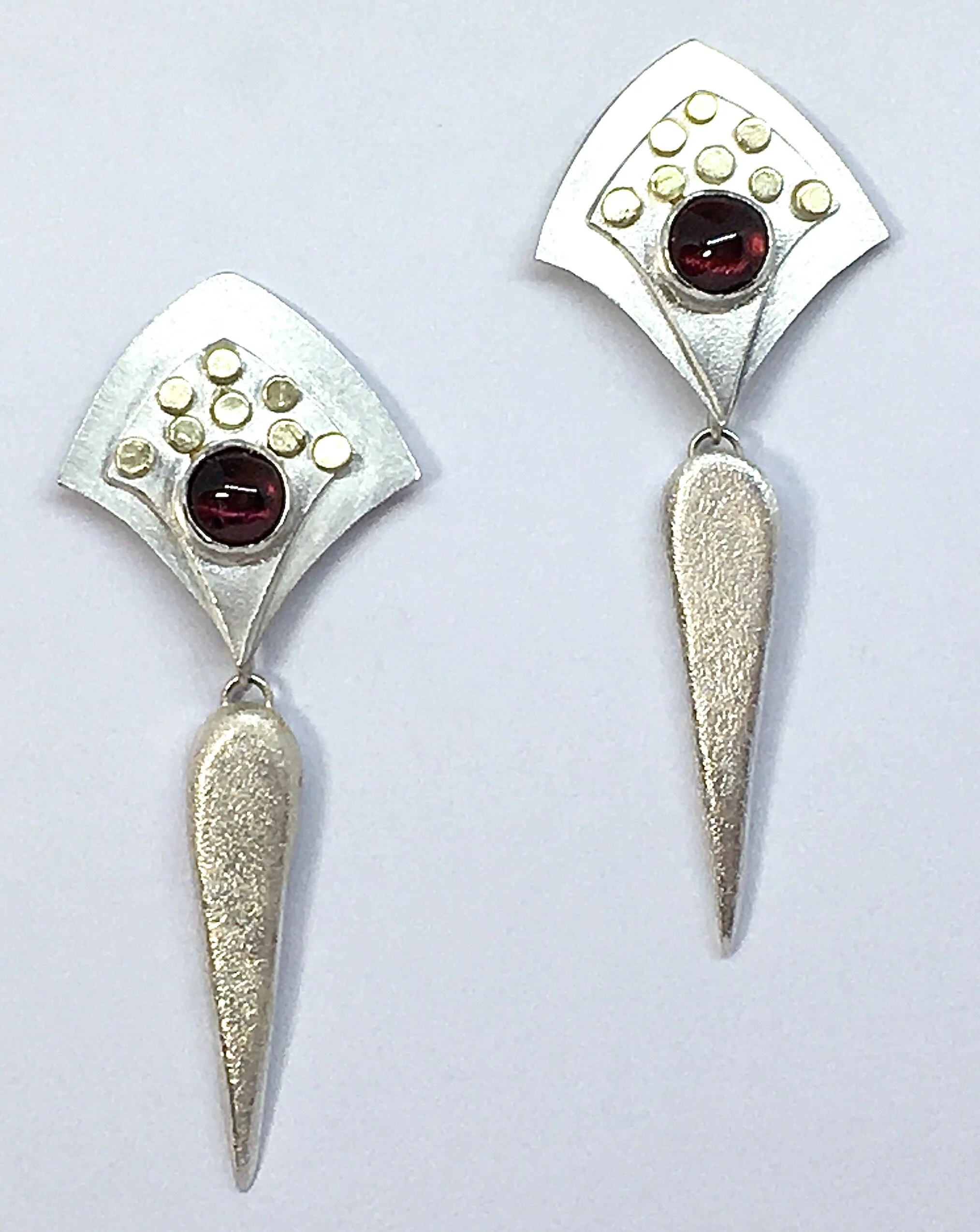 Silver Earrings with Garnets
