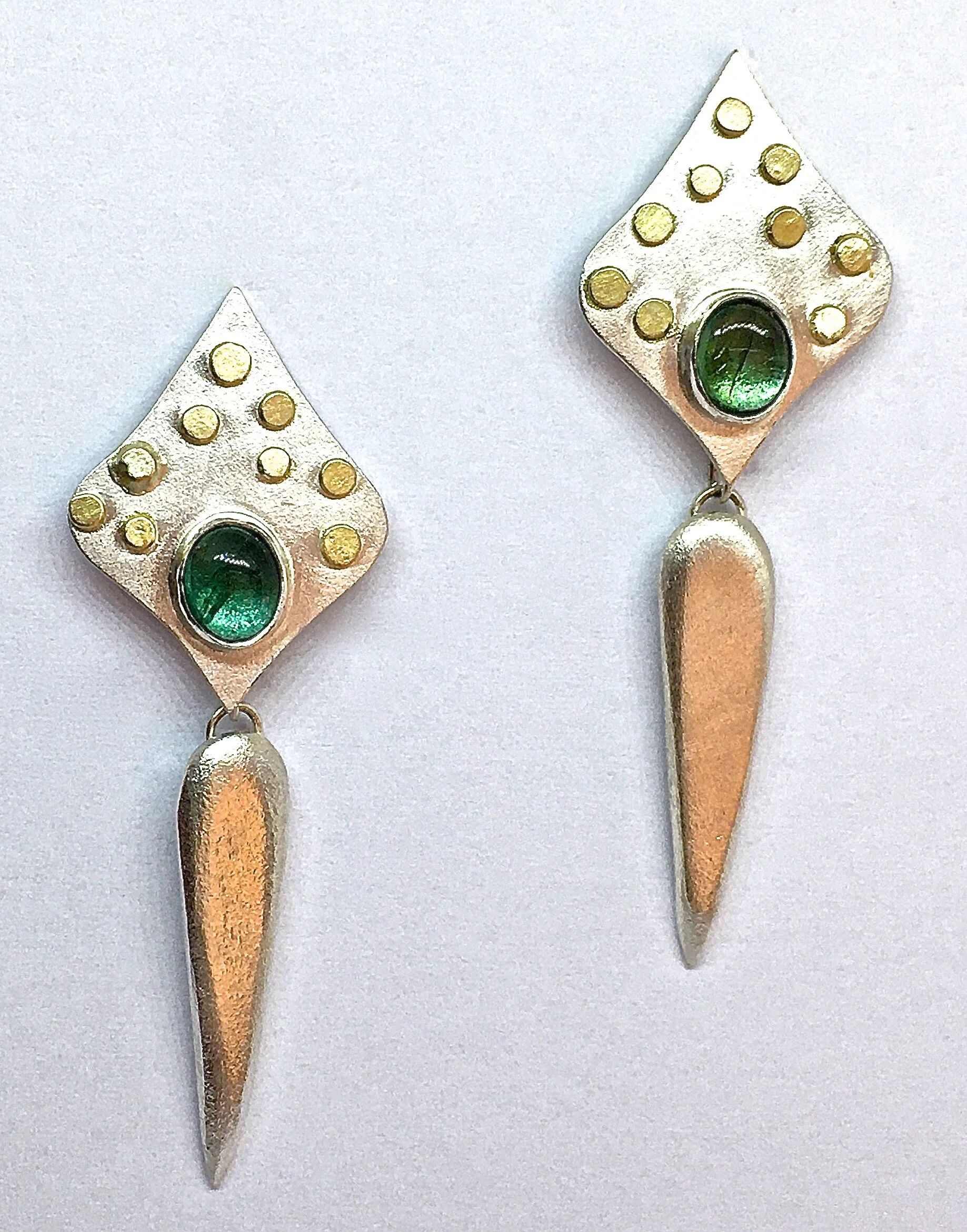 Silver and Gold Pendant Earrings 