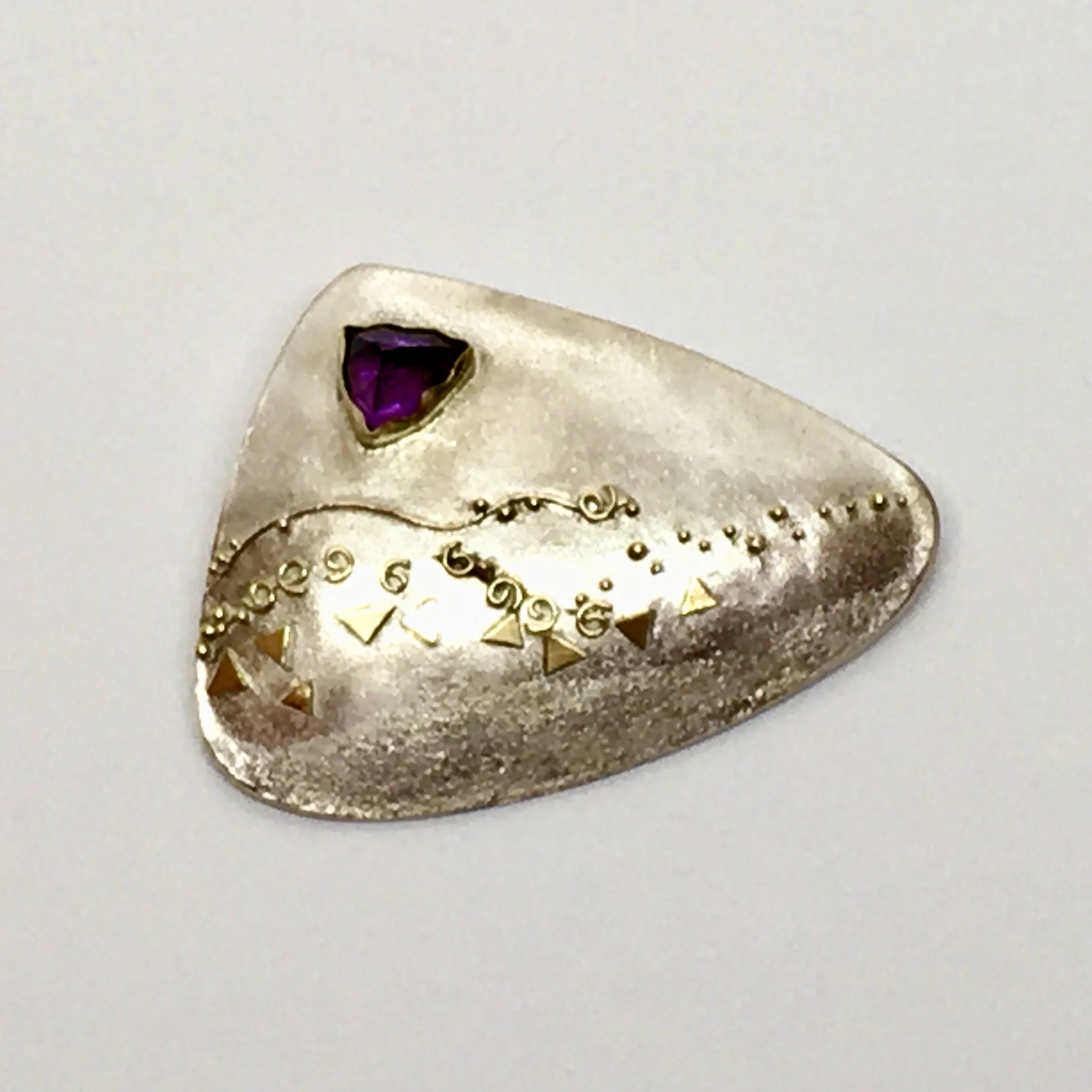 Gold and Silver Amethyst Brooch