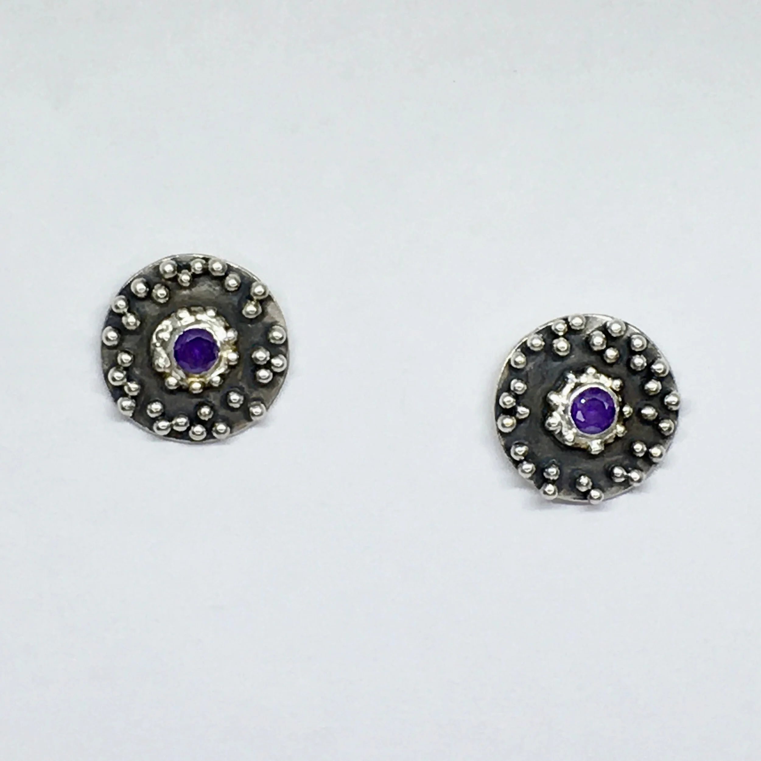 Purple Zirconia Stud Earrings