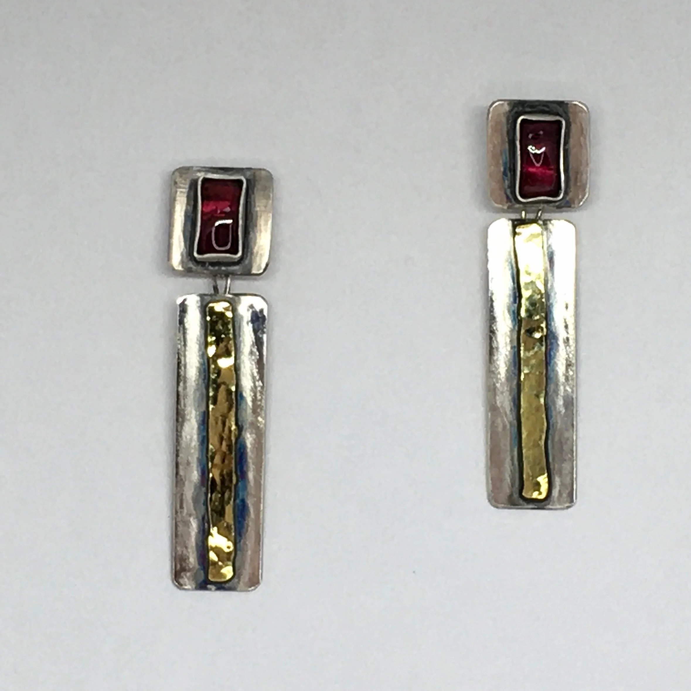 Garnet Earrings with Gold