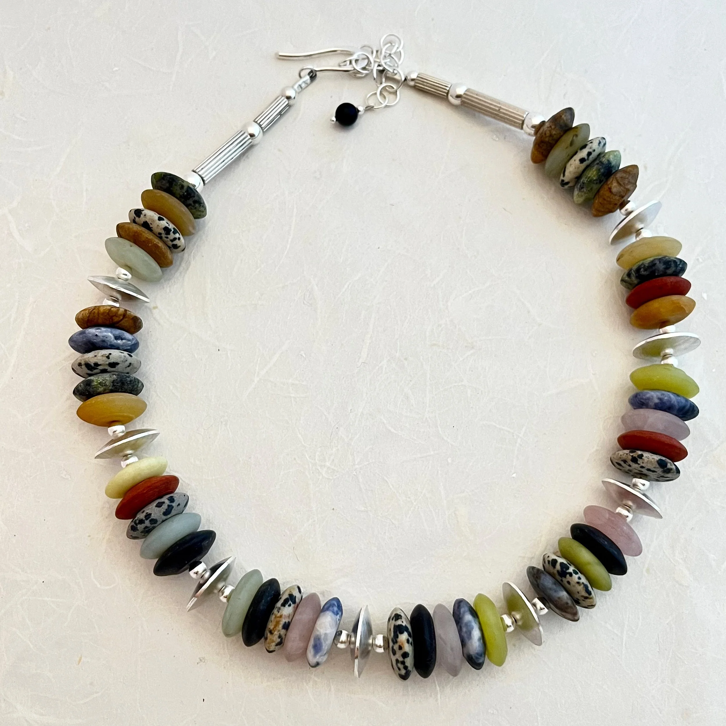 Multi-Stone & Silver Disc Neckpiece