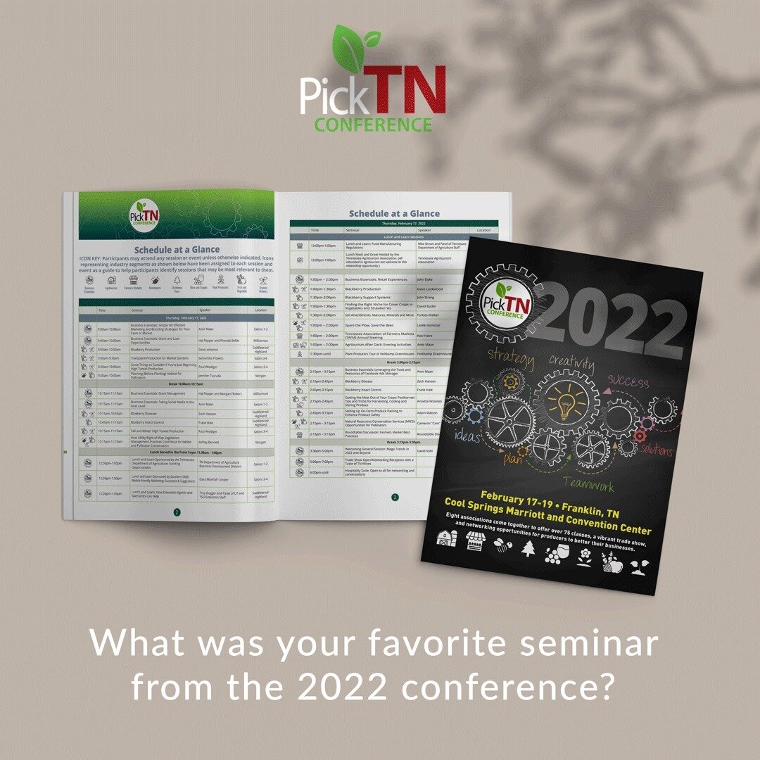 What was your favorite seminar from the last week's conference? 

#picktnconference #picktnproducts #picktn #tnfarmersmarkets #tnfarmers