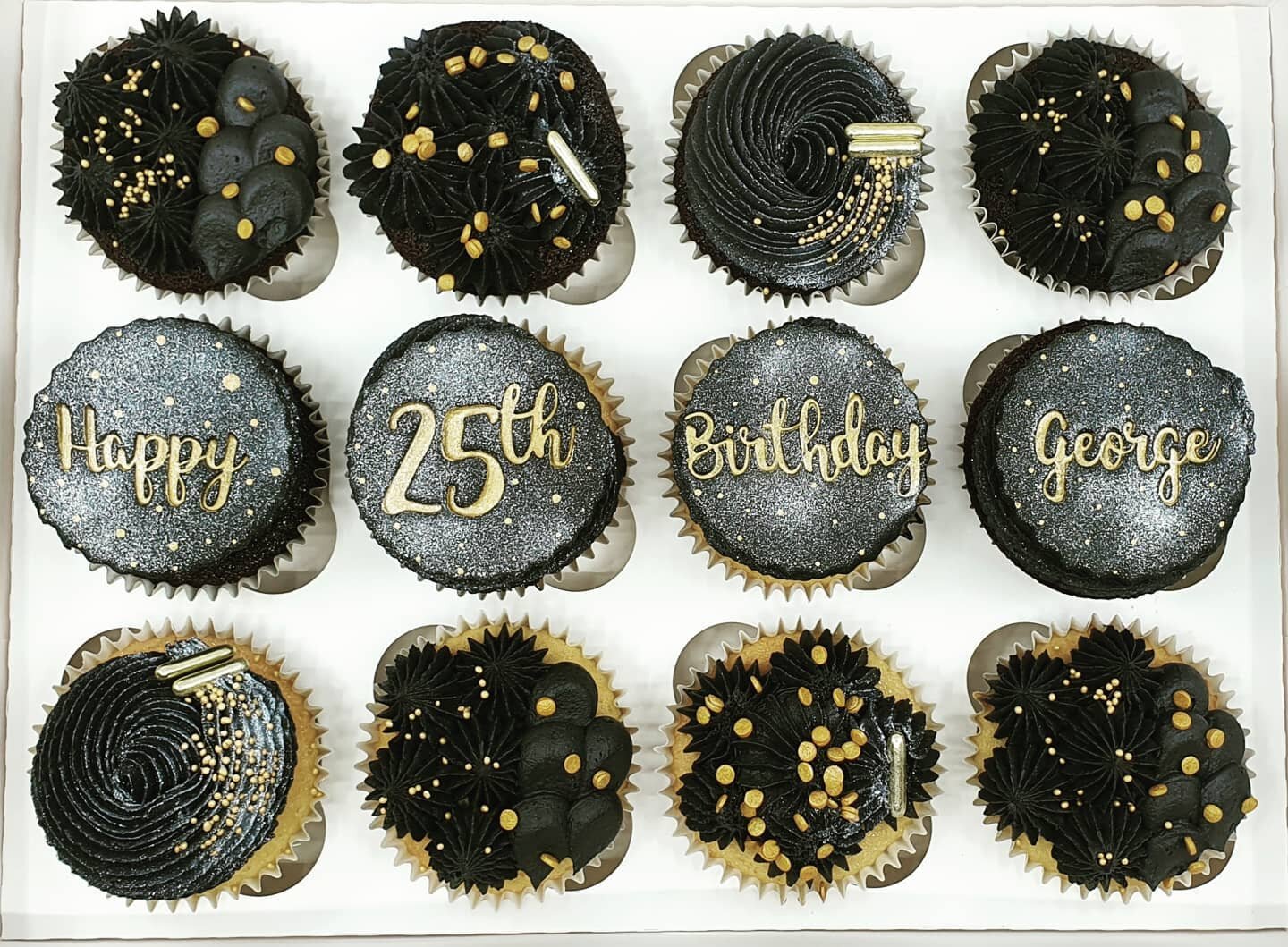 Black &amp; Gold Cupcakes for George