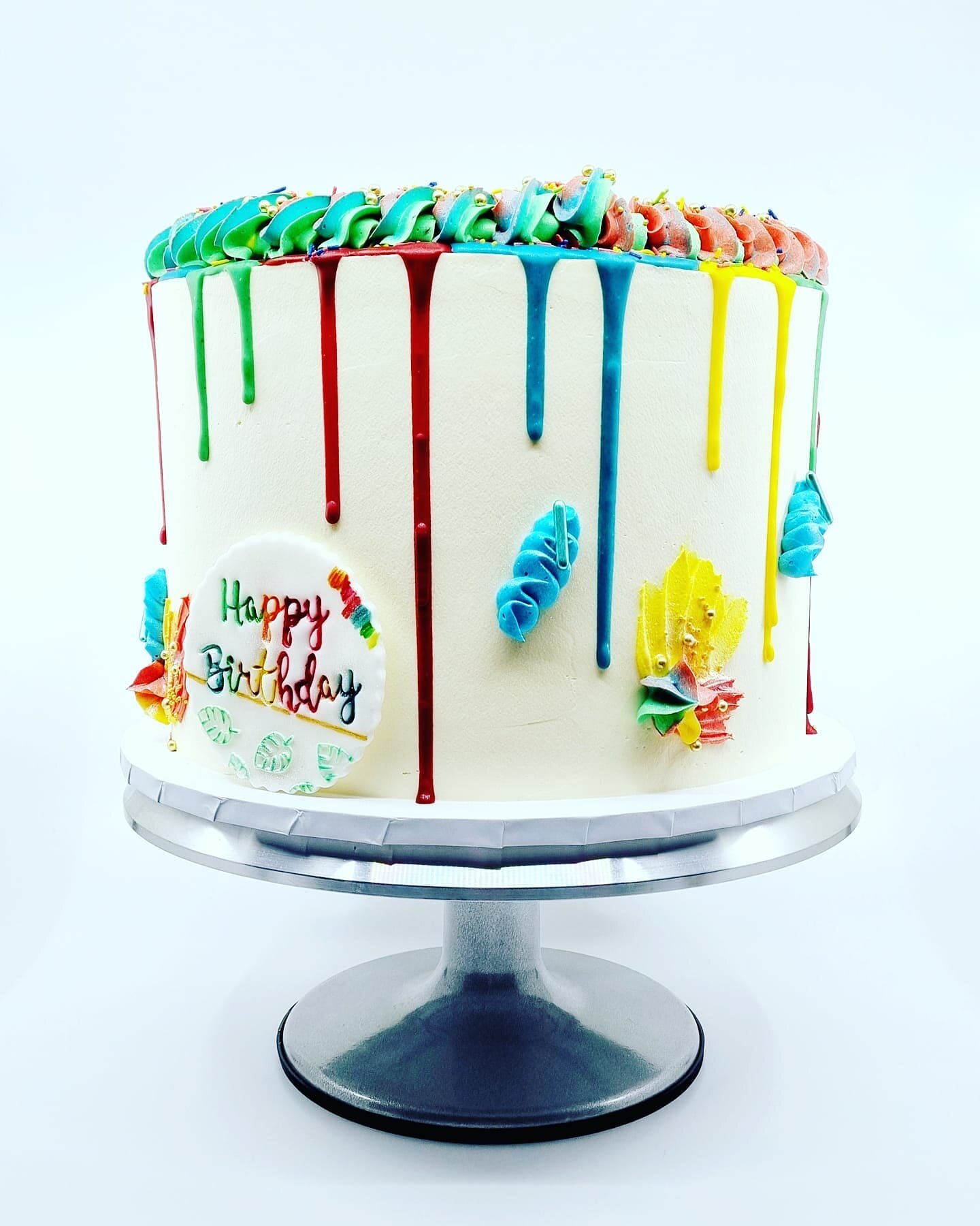 7th Birthday Colourful Drip Cake