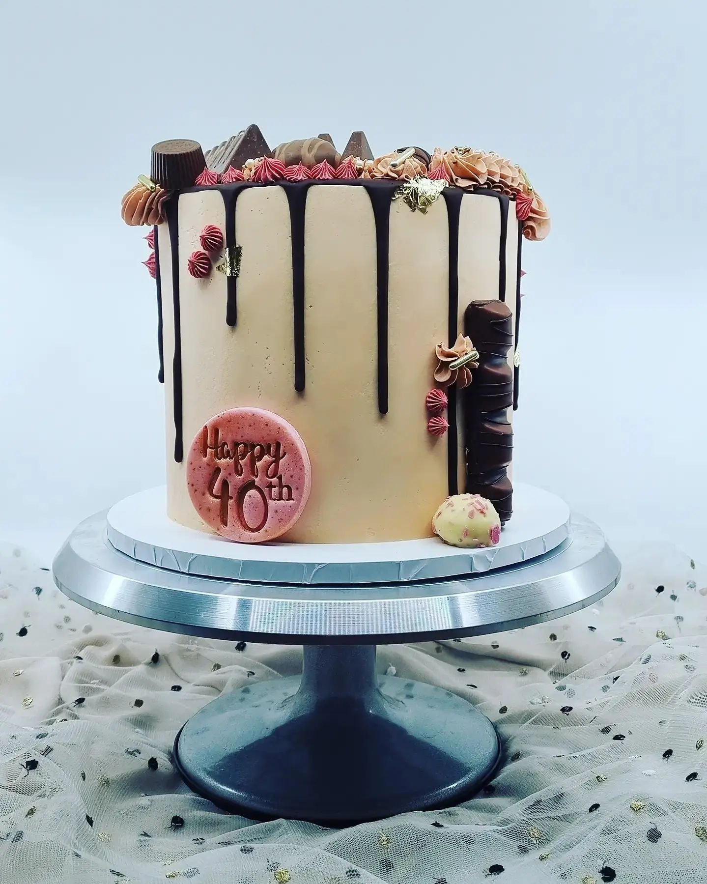 40th Chocolate Drip Cake