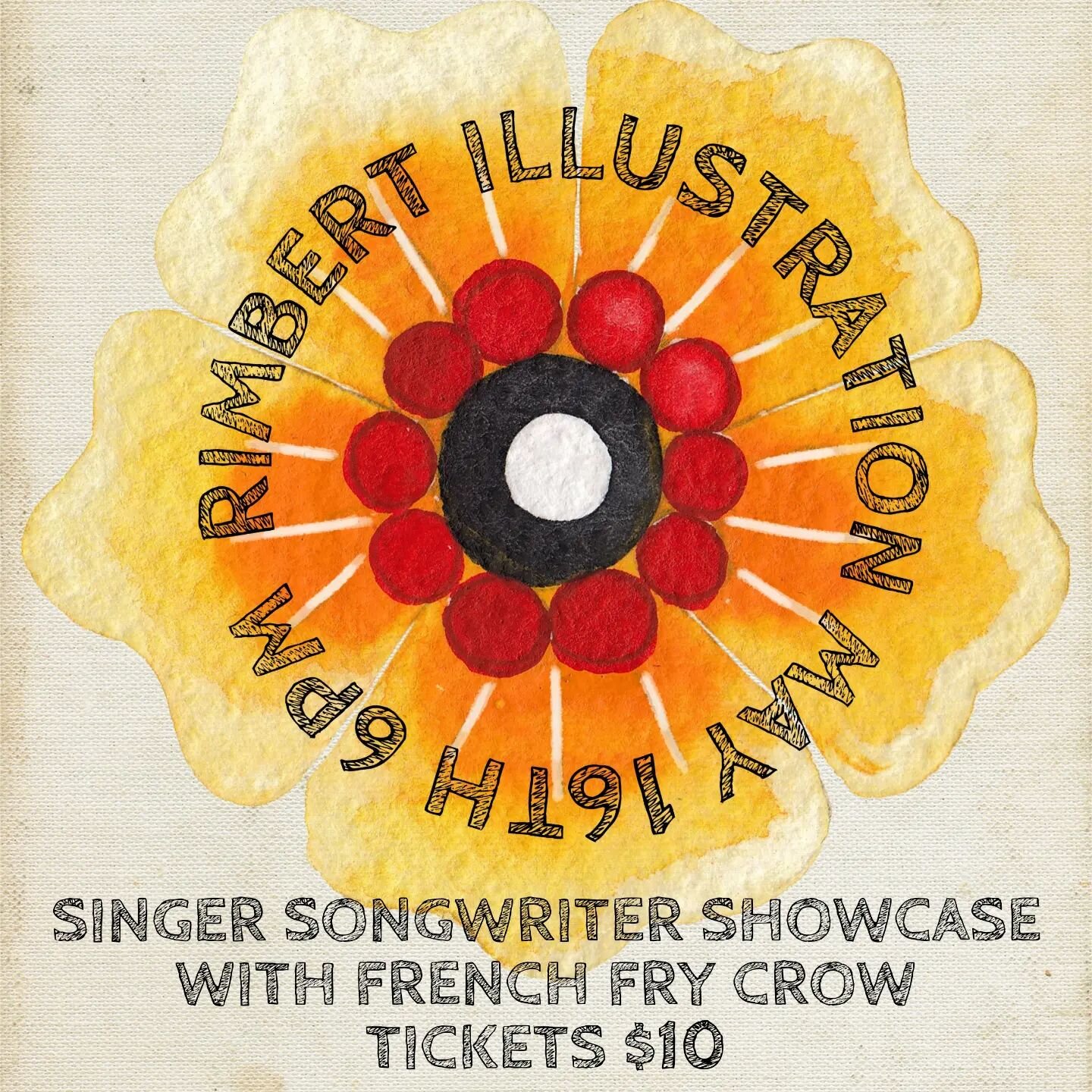 Hey friends! I'll be playing at @rimbertillustration on May 16th as part of their wonderful  singer songwriter showcase. French Fry Crow will be performing too. Tickets are still available for $10. Come on out and see me!