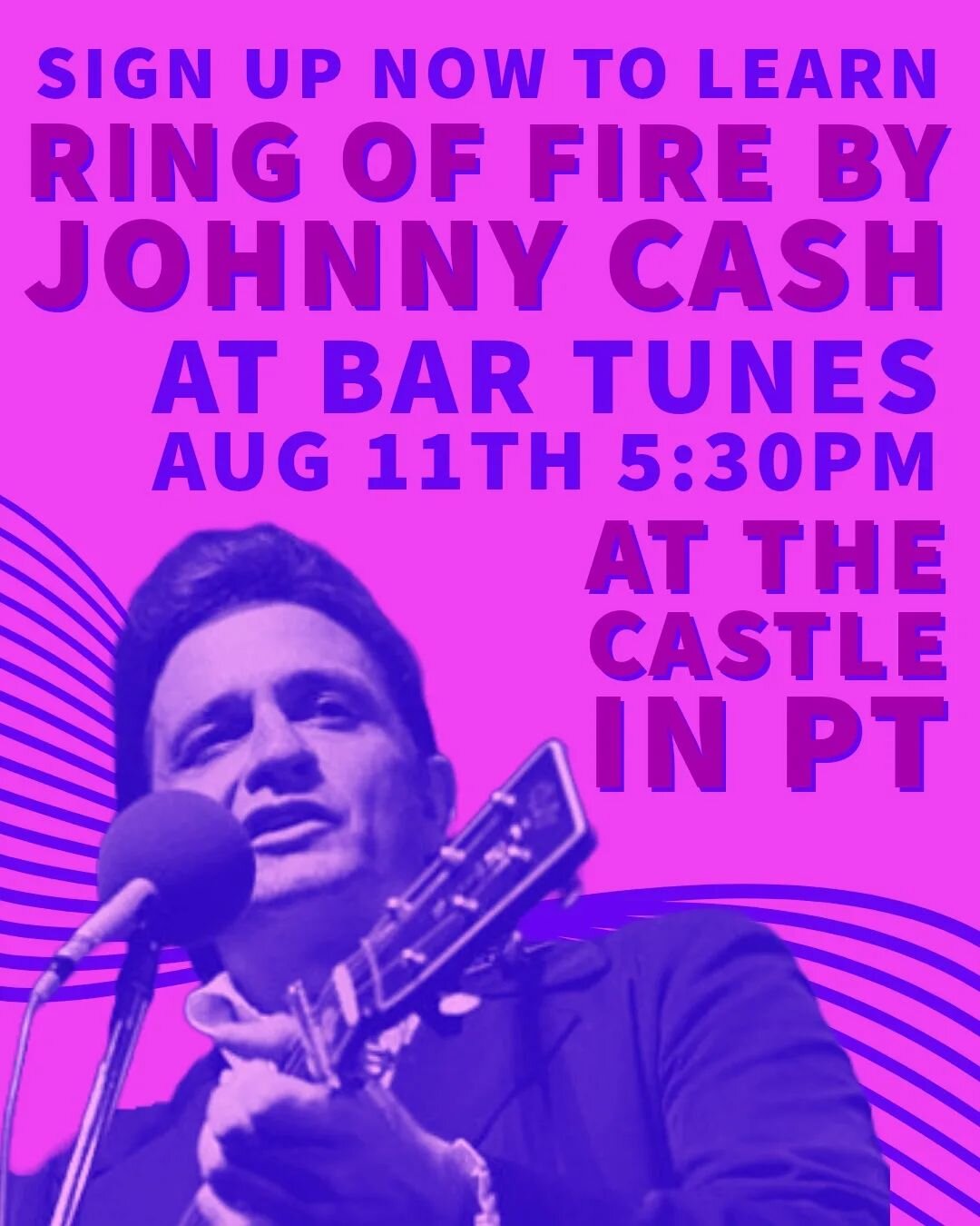 I'm back and ready to teach some tunes! Head to my bio or visit the Castle in pt website to rsvp for this month's Bar Tunes! We are learning the quintessential Johnny Cash ditty, Ring of Fire! Starts at 5:30p, $20 per person. DON'T FORGET YOUR GUITAR