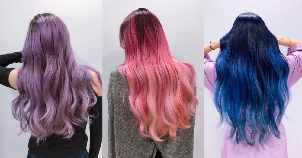 Hair colour purple ✓ The